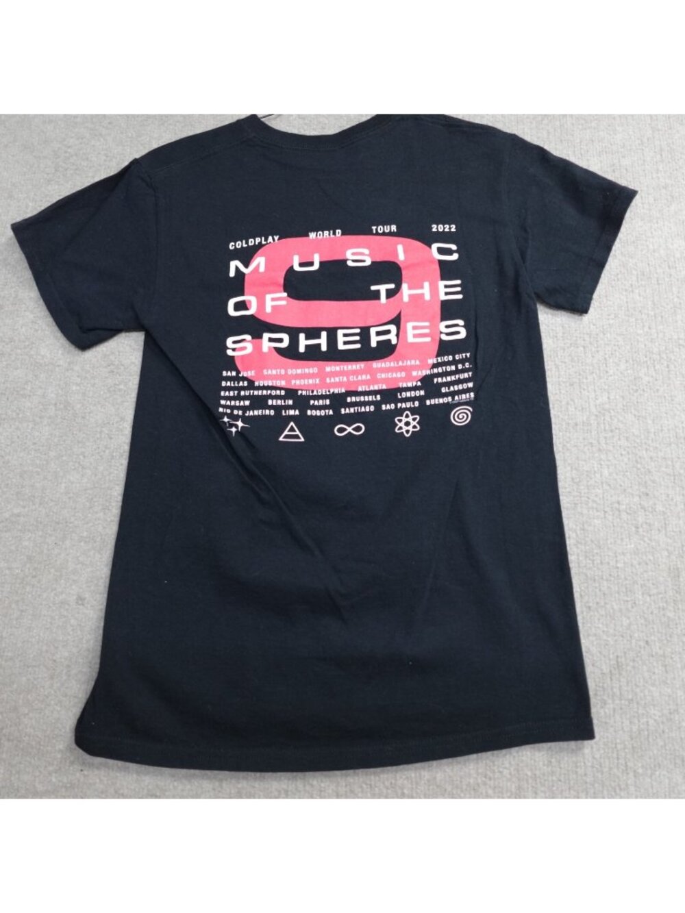 Coldplay Womens Shirt Small Black Music of the Spheres Tour Double Sided
